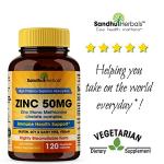 50mg Zinc Supplement for Immune Support - 120 Capsules
