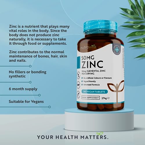 High Strength Zinc Tablets 50mg - 365 Vegan