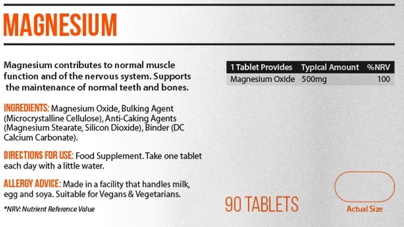 Magnesium Oxide 500mg - 90 Tablets