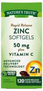 Zinc and Vitamin C Supplement | 50mg | 120 Softgels