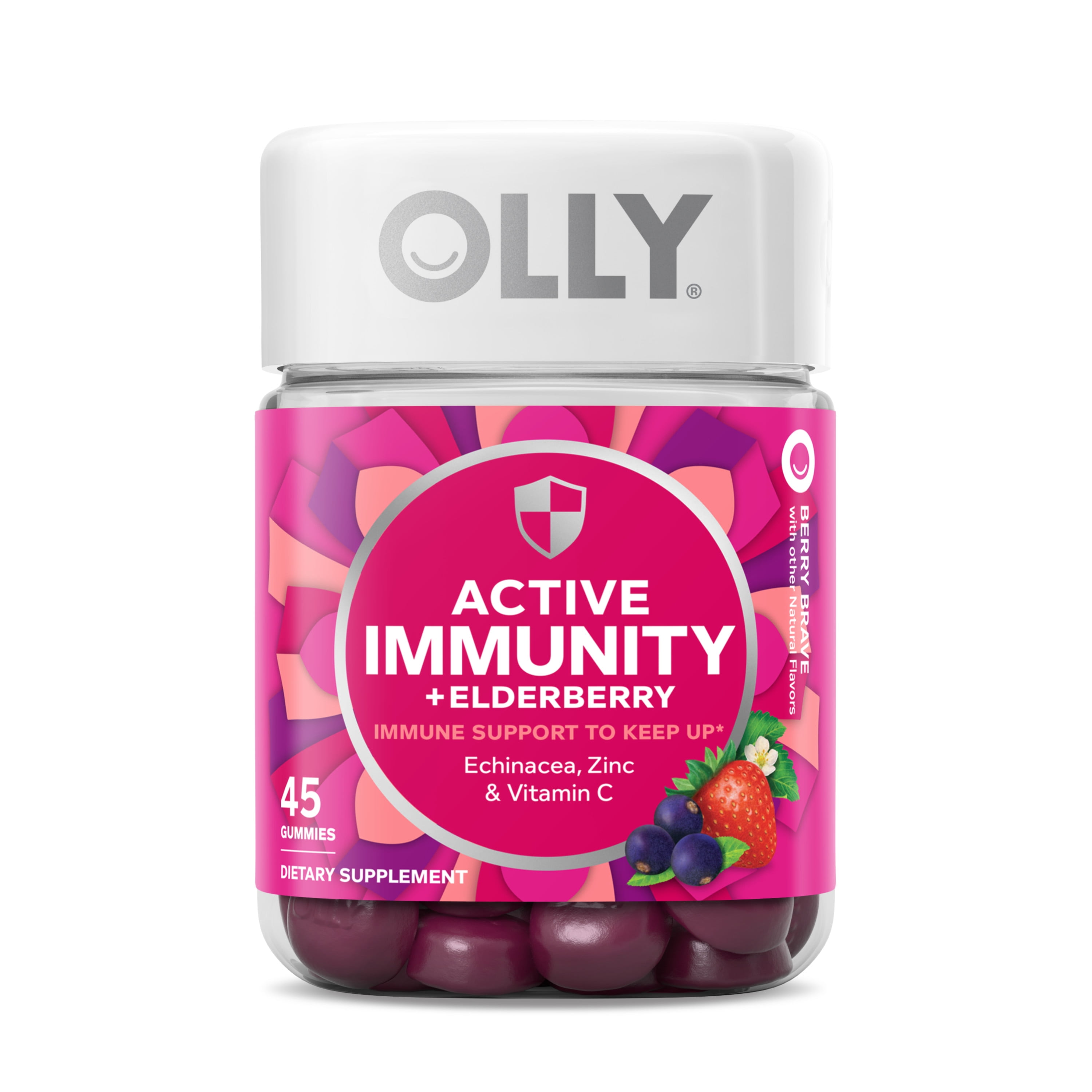 Berry Flavor Immunity Gummies with Elderberry, 45 Count