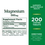 Nature's Bounty 500 mg Magnesium, 200 Tablets