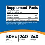 Nutricost Zinc Gluconate 240 Veg Capsules 50mg