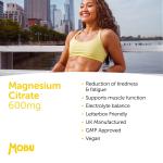 High Strength Magnesium Citrate 600mg - 120 Vegan Capsules