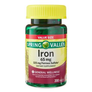 Spring Valley Iron 65 mg Tablets, 200 Count
