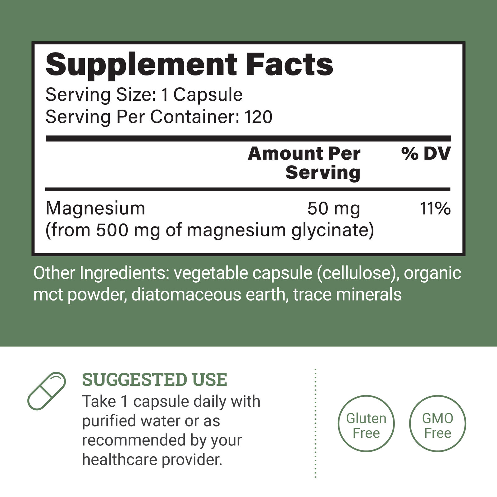 Chelated Magnesium Glycinate 500 mg - 120 Caps