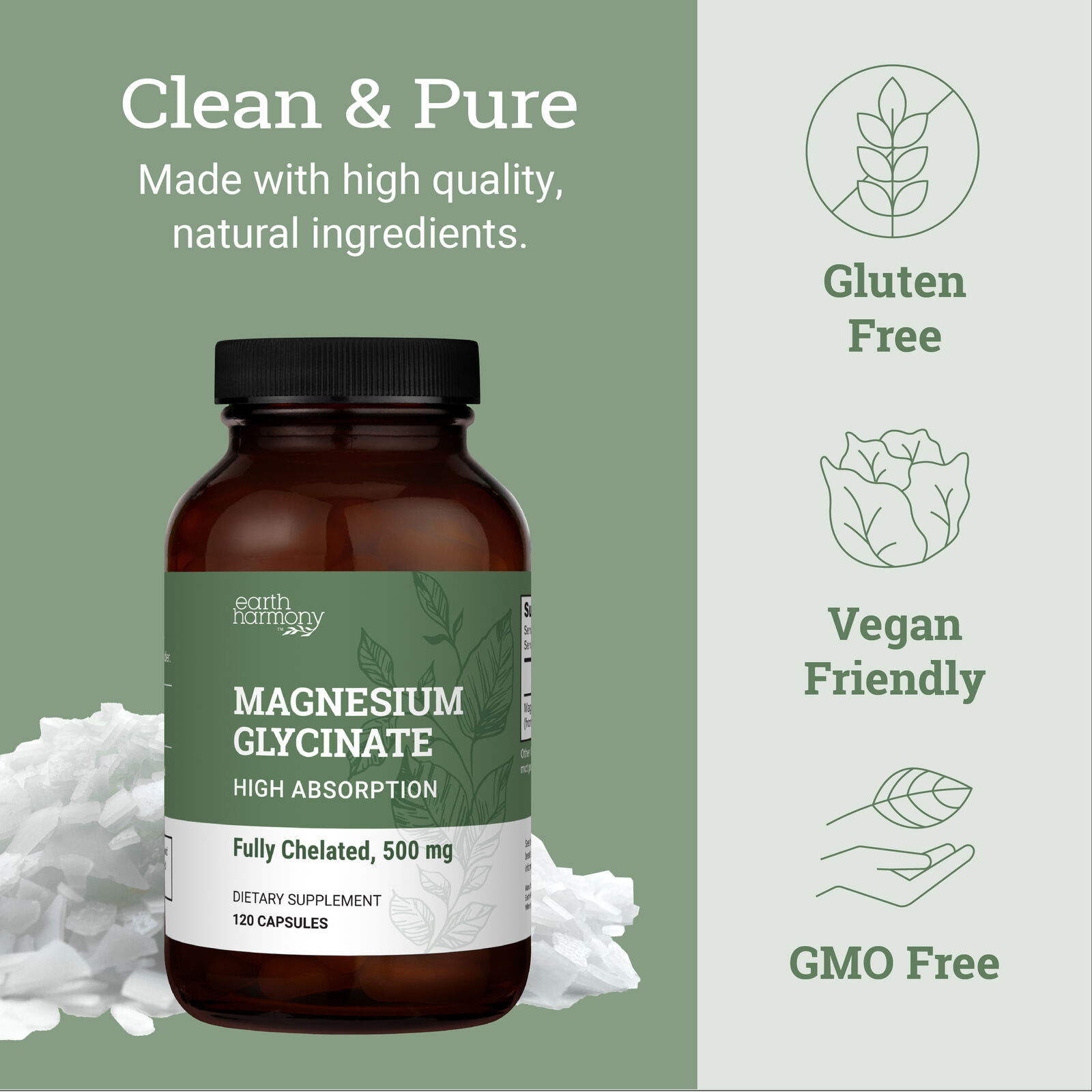 Chelated Magnesium Glycinate 500 mg - 120 Caps