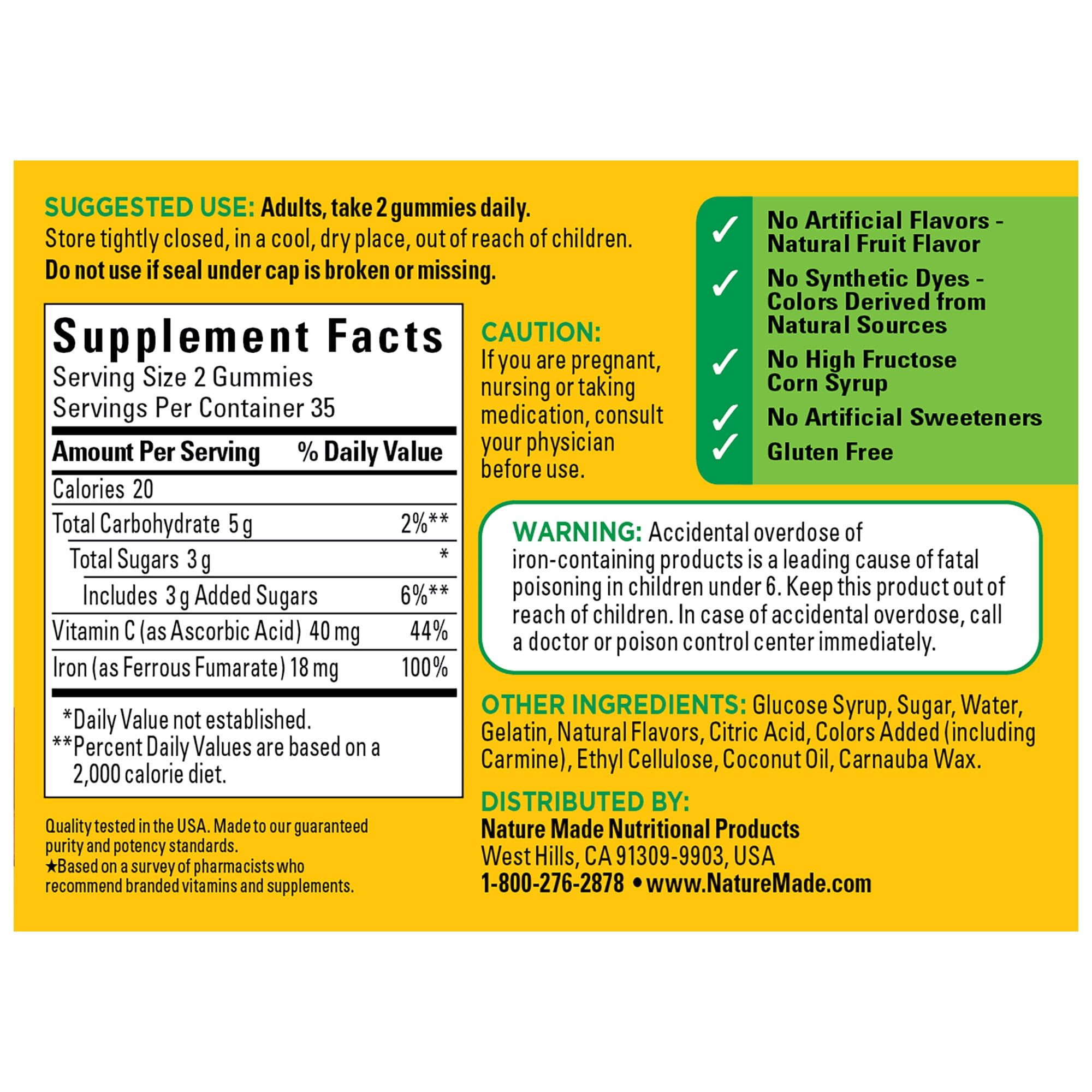 Nature Made Iron Gummies with Vitamin C, 70 Count