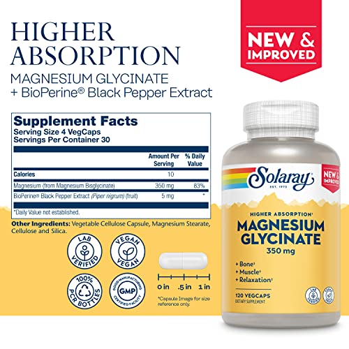 Solaray Magnesium Glycinate 350 mg, 120 Capsules