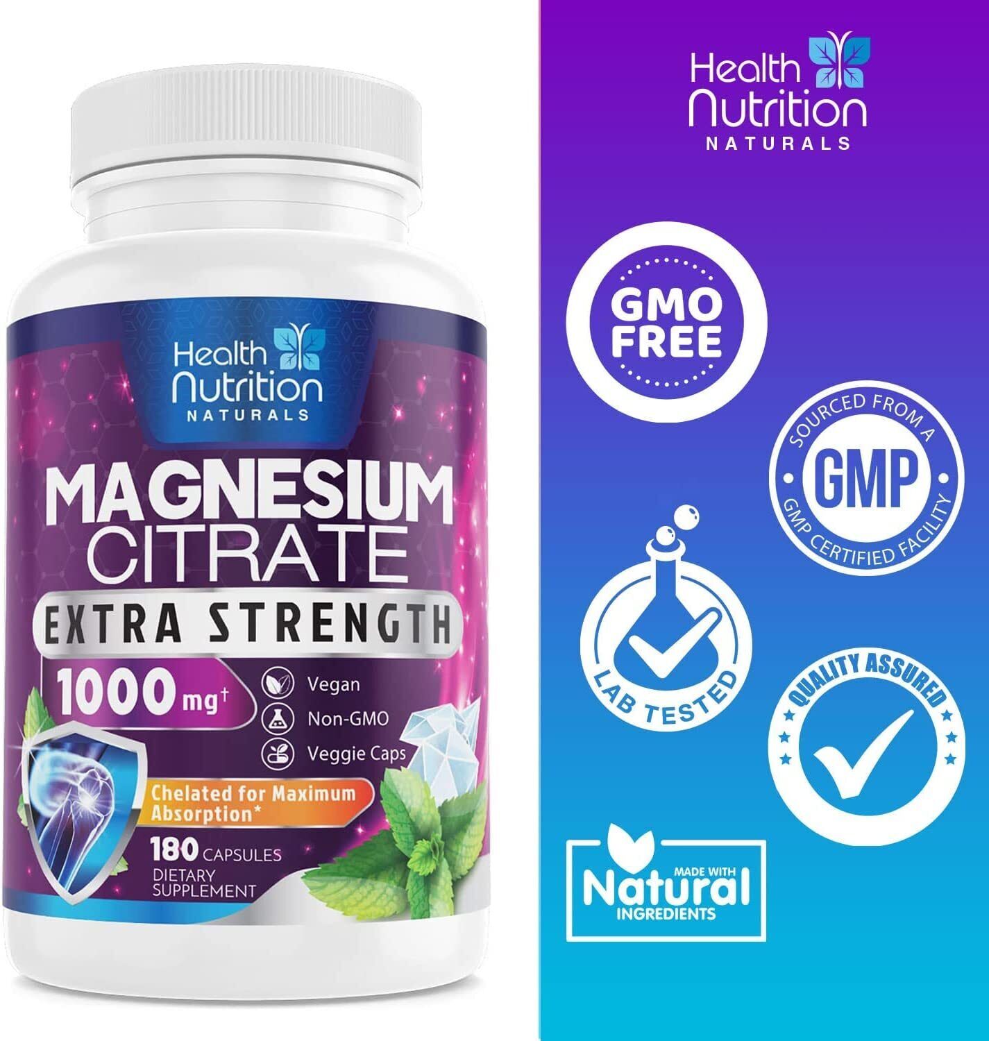 High Potency Magnesium Citrate Capsules 1000mg