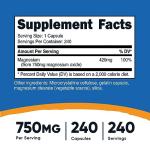 Nutricost Magnesium Oxide 750mg, 240 Capsules