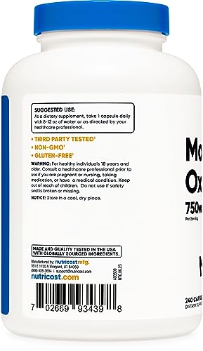 Nutricost Magnesium Oxide 750mg, 240 Capsules