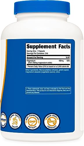 Nutricost Magnesium Oxide 750mg, 240 Capsules