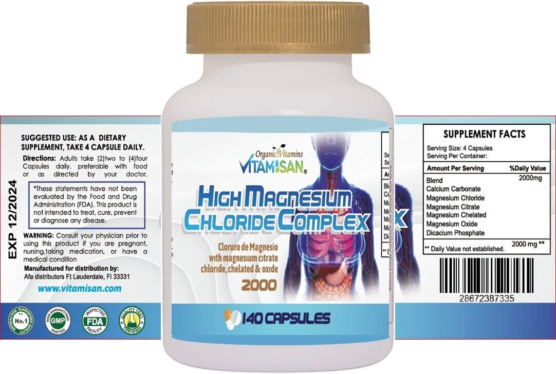 Magnesium Chloride 2000 mg - 280 Capsules