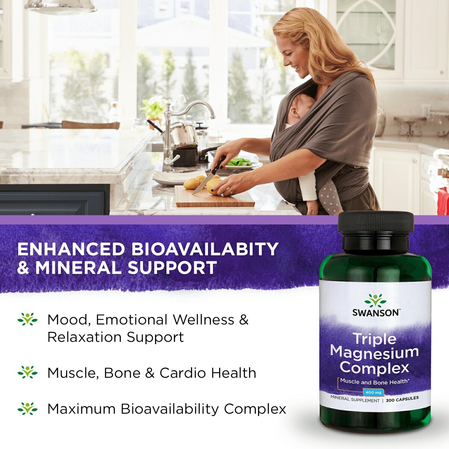 Swanson Triple Magnesium Complex 400 mg, 300 Caps