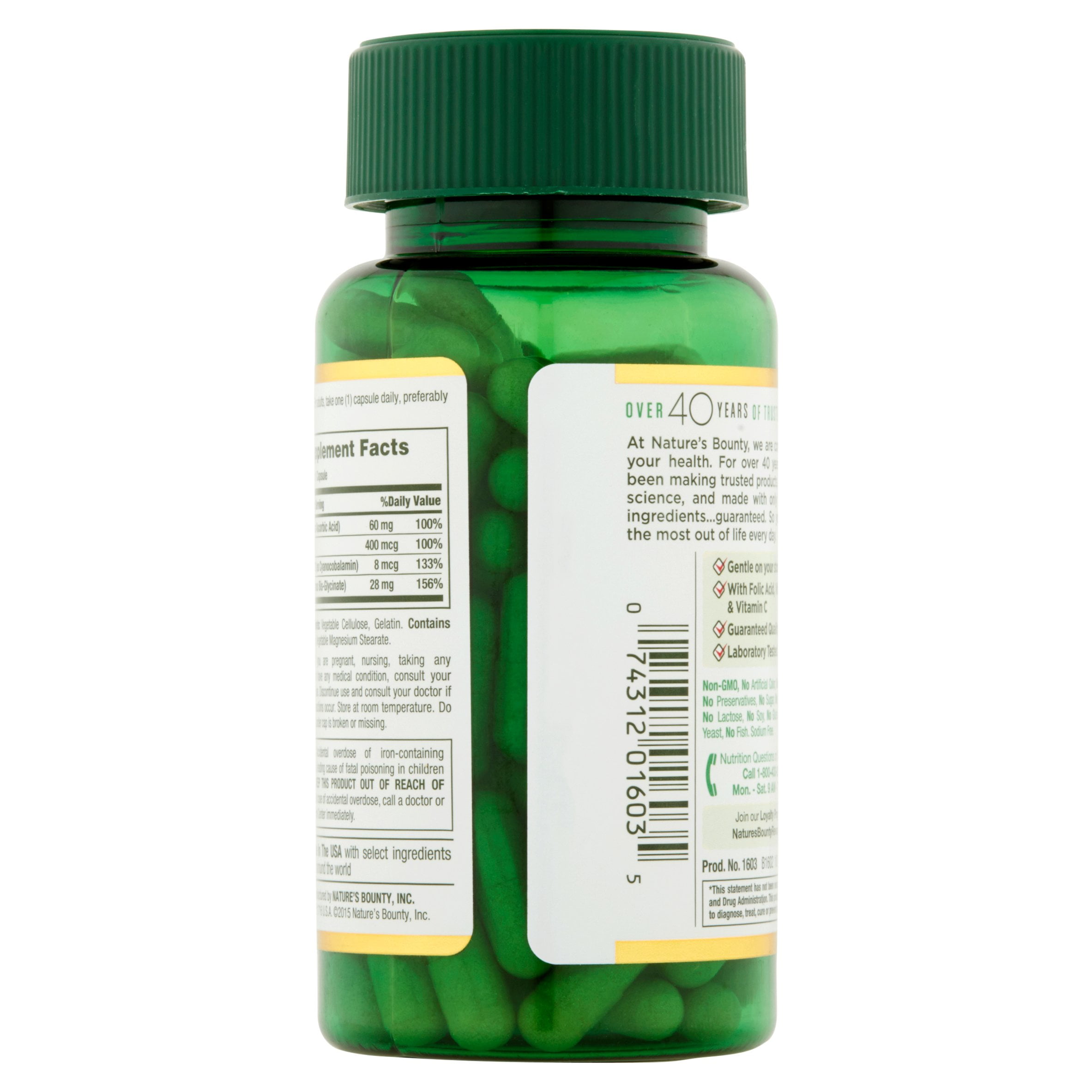 Nature's Bounty Gentle Iron 28 mg, 90 Capsules