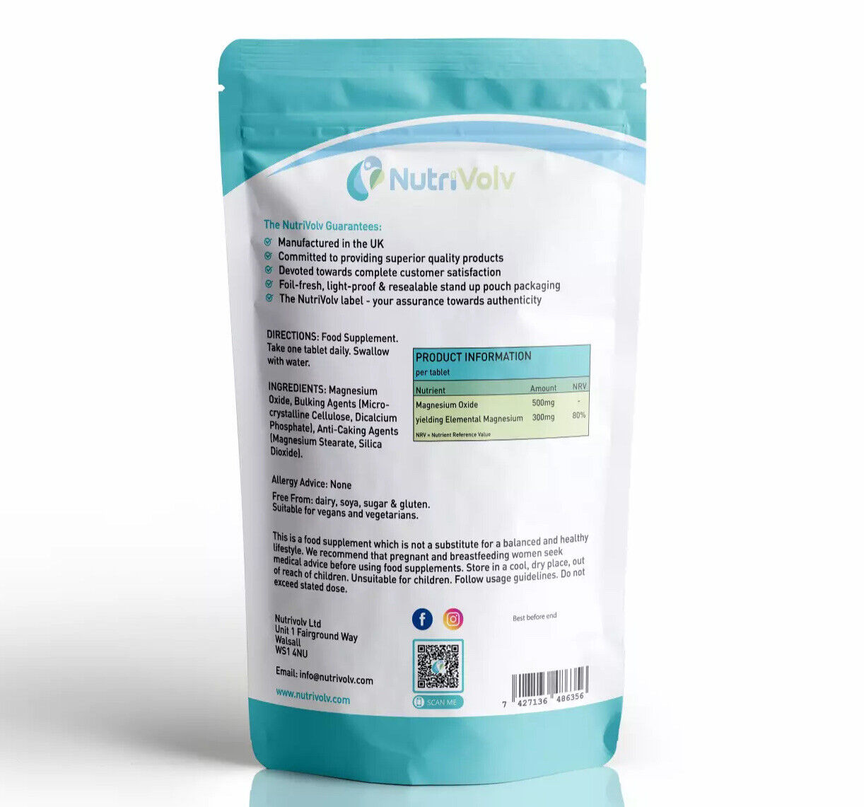 Magnesium 500mg Tablets for Muscle and Heart Health