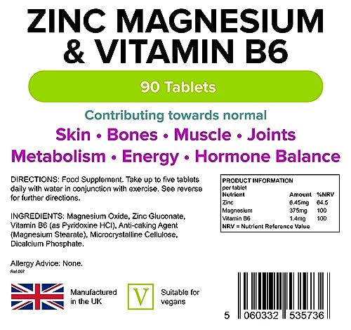 Lindens Zinc, Magnesium & Vitamin B6 Tablets 90 Count