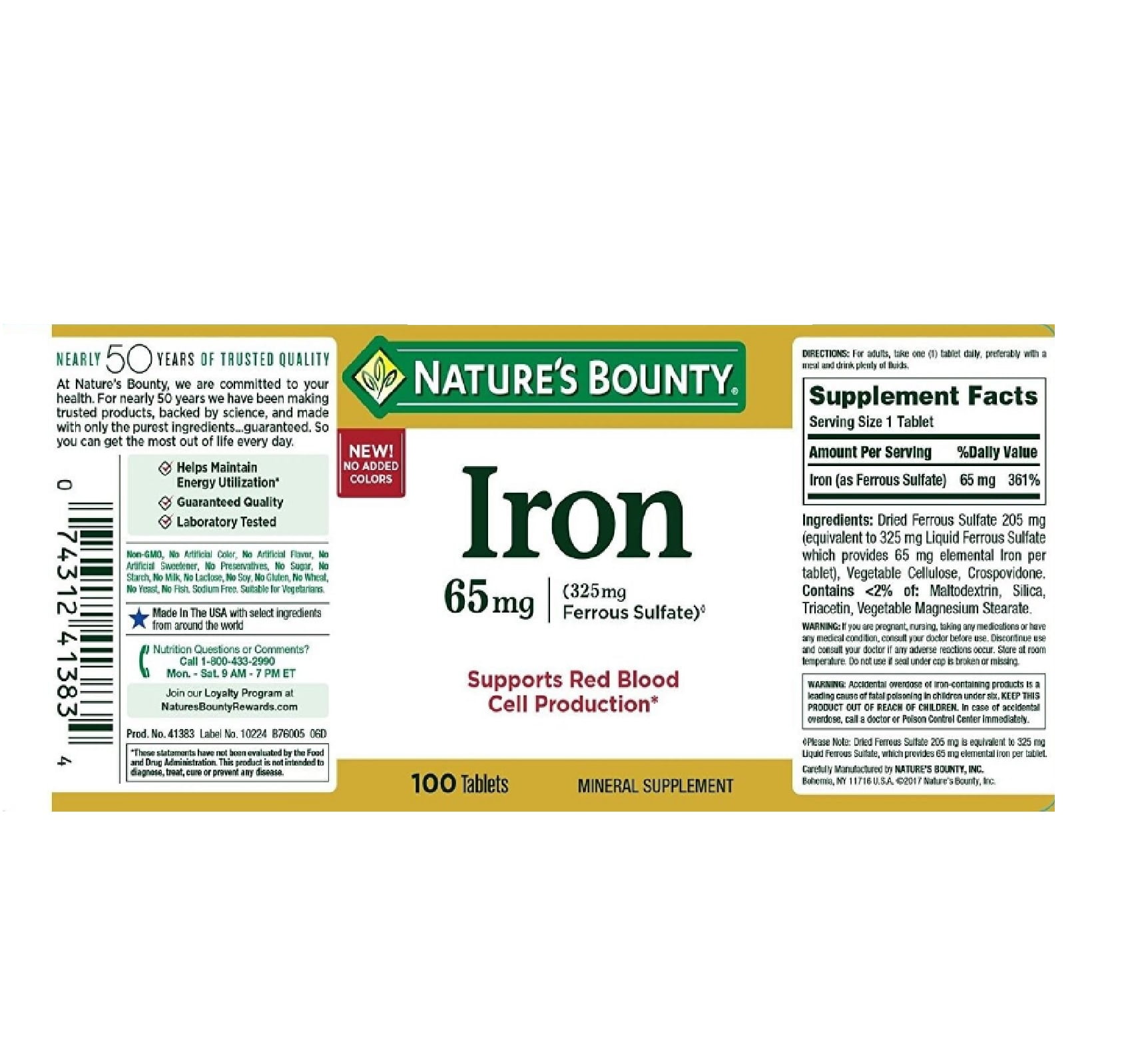 Nature’s Bounty Iron 65mg for Blood Health