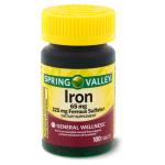 Spring Valley Iron Supplement Tablets, 65 mg, 100 Count