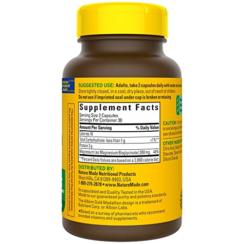 Nature Made Magnesium Glycinate 200 mg, 60 Capsules