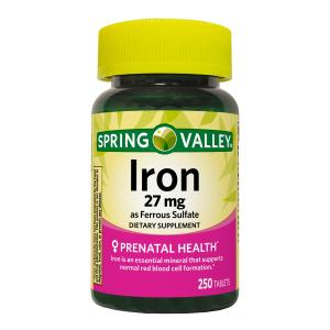 Spring Valley Prenatal Iron Tablets 27 mg 250 Ct