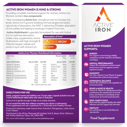 Active Iron & Multivitamins for Women - 30 Capsules