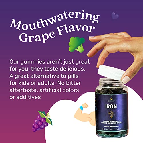 BeLive Iron Gummies with B Complex & Zinc, Grape