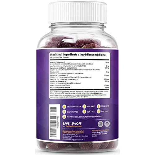 BeLive Iron Gummies with B Complex & Zinc, Grape