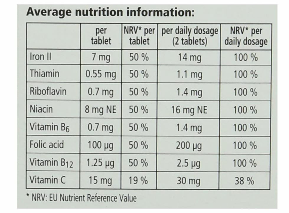 Floradix Iron and Vitamin Tablets - 84 Count