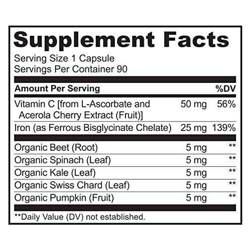 Naturelo Vegan Iron with Vitamin C - 180 Capsules