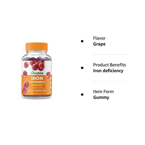 Iron Gummies with Vitamin C - Great Taste - 90 Count
