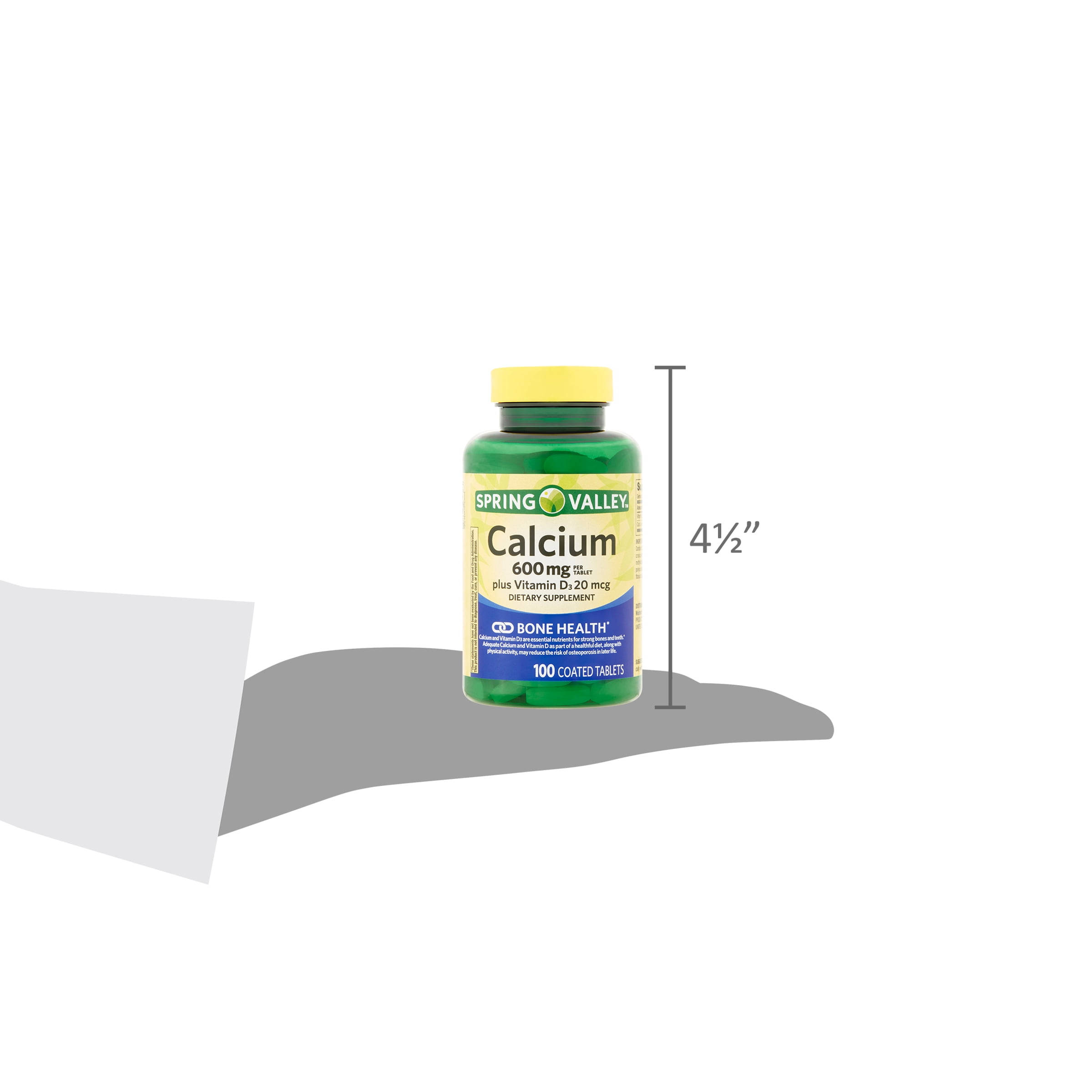 Calcium Plus Vitamin D Tablets, 600 mg, 100 Count