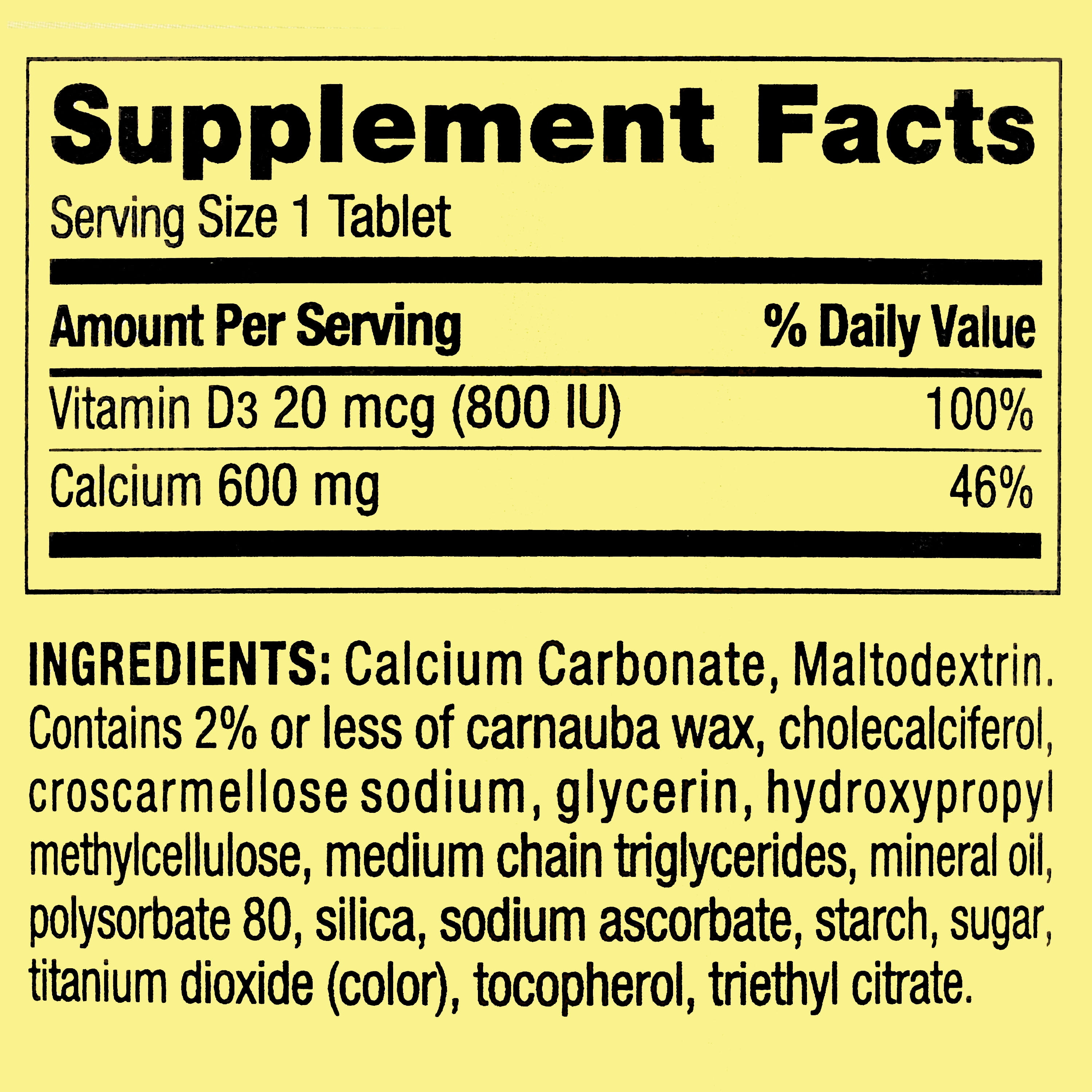 Calcium Plus Vitamin D Tablets, 600 mg, 250 Count