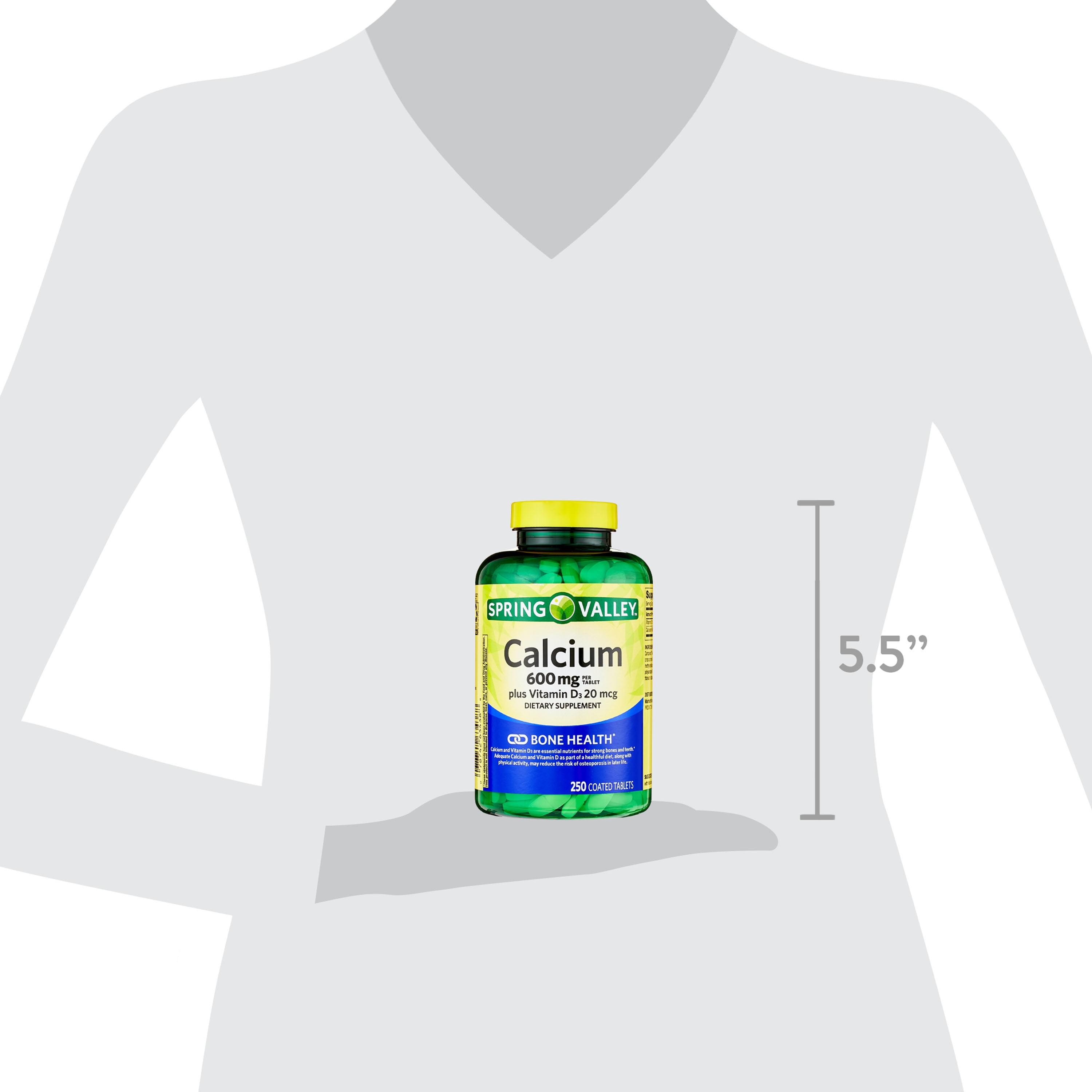 Calcium Plus Vitamin D Tablets, 600 mg, 250 Count