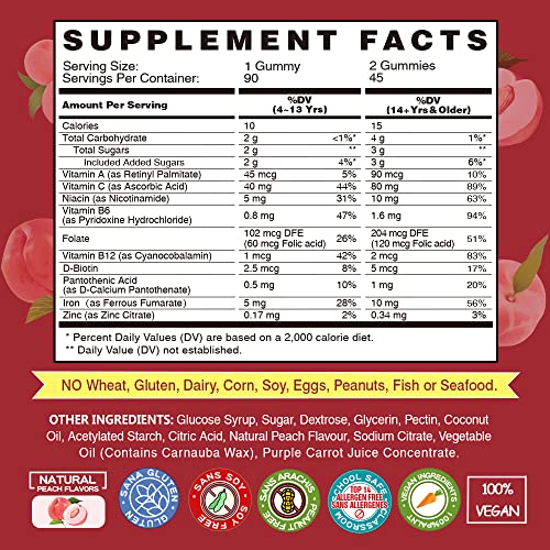 Vegan Iron Gummies with Vitamin C & B-Complex