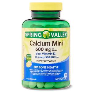 Spring Valley Calcium & Vitamin D3 Softgels, 150 Count