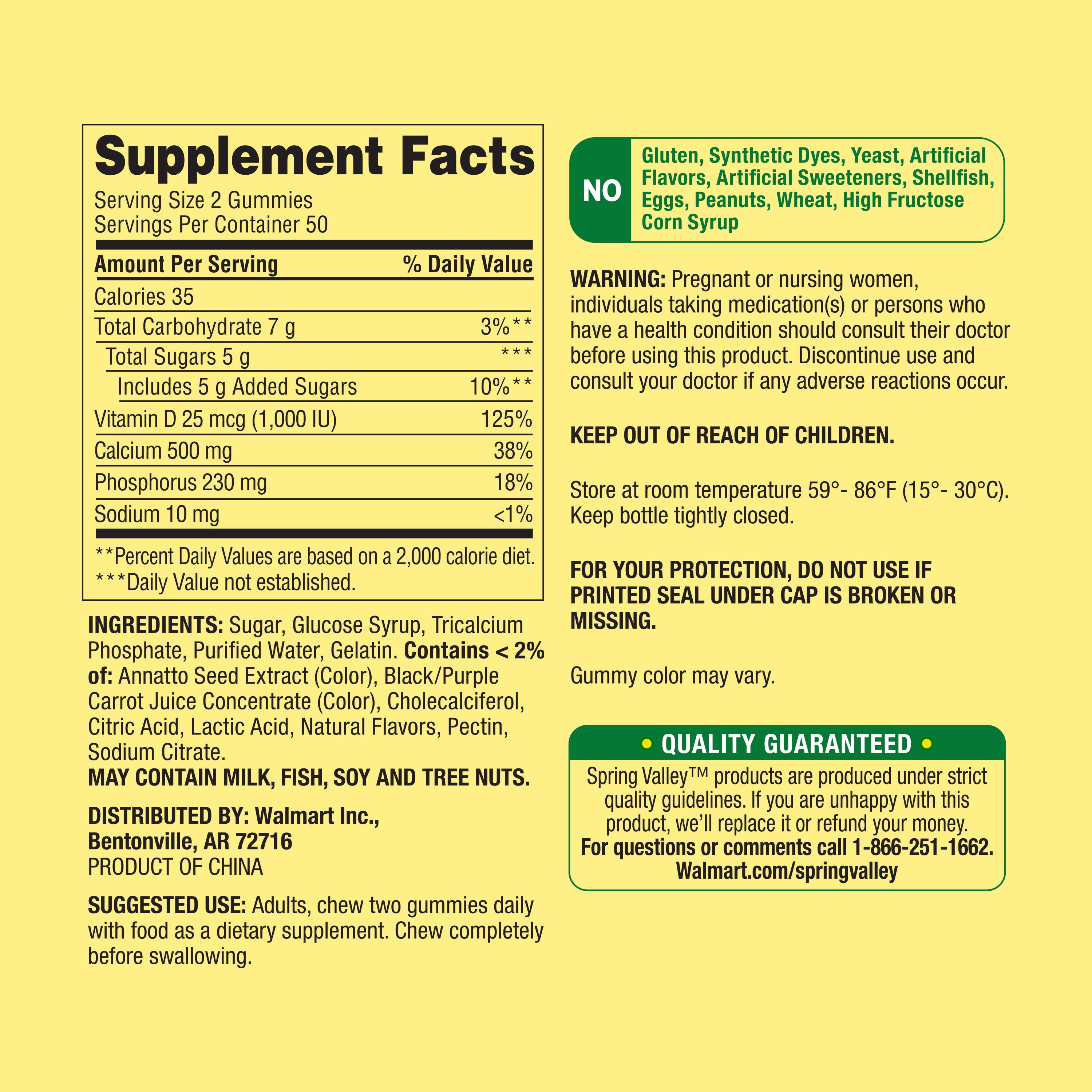 Calcium 500 mg & Vitamin D Gummies, 100 Count