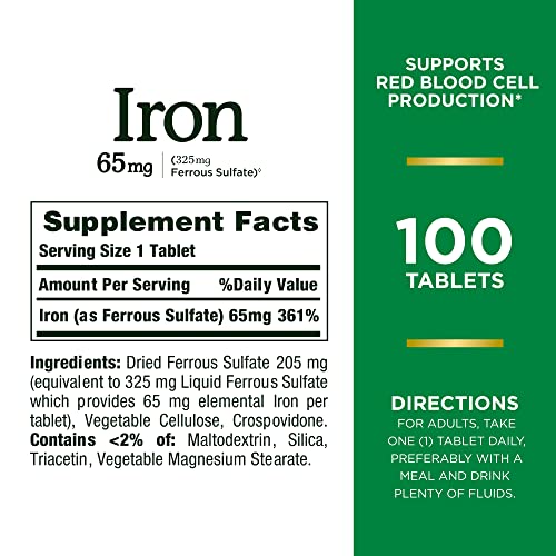 Nature's Bounty Iron 65 Mg 100 Tablets