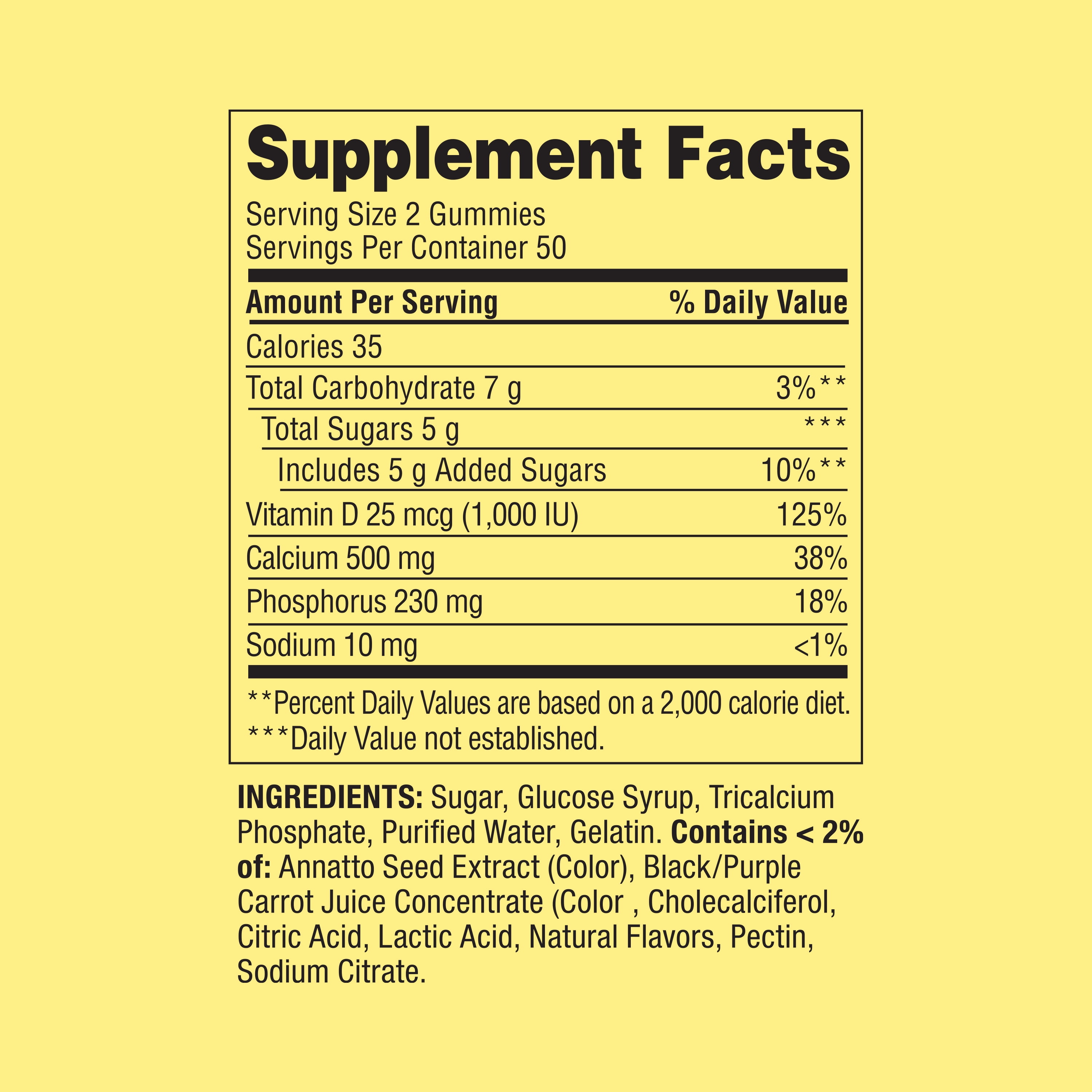 Calcium 500 mg & Vitamin D Gummies, 100 Count