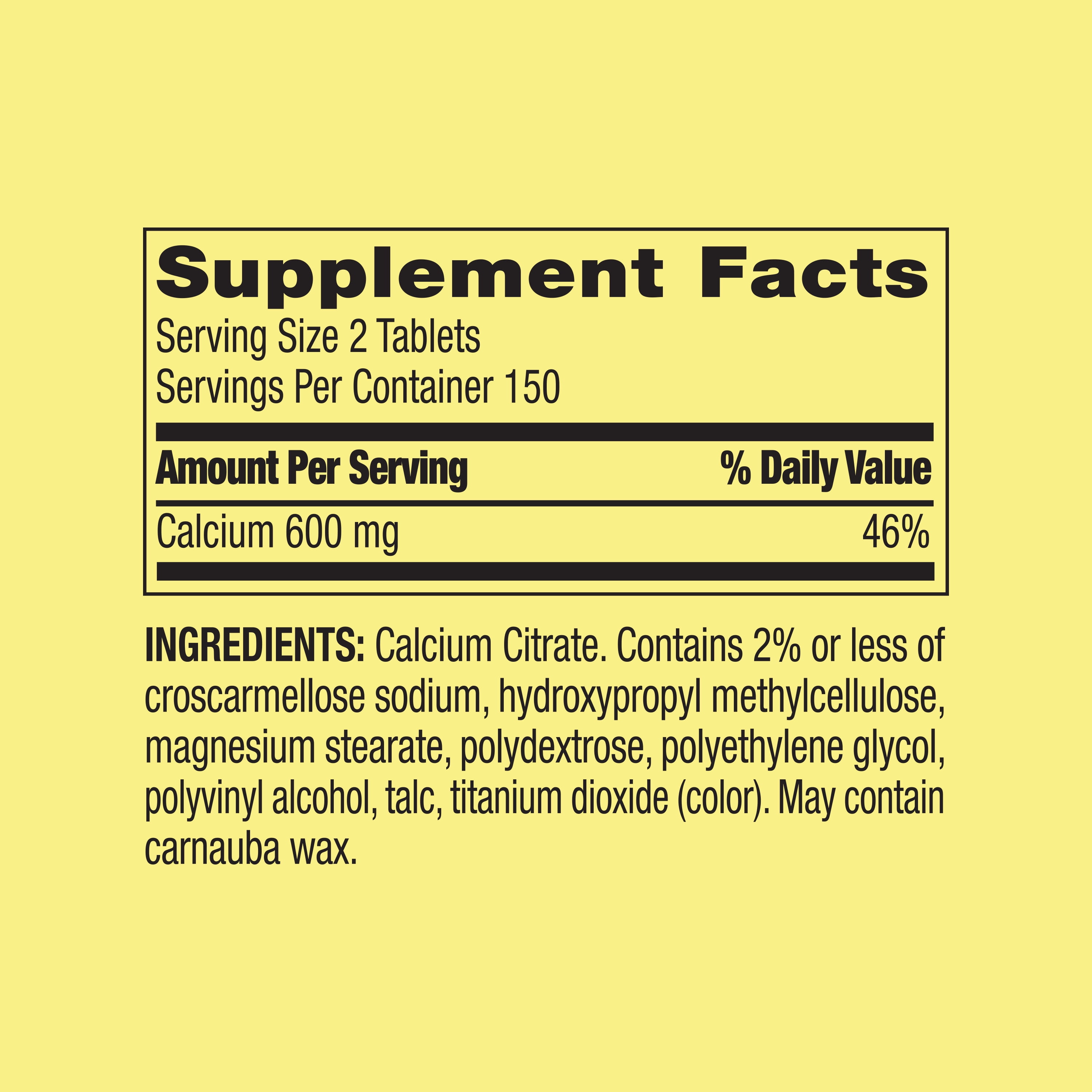Spring Valley Calcium Citrate 600 mg, 300 Tablets