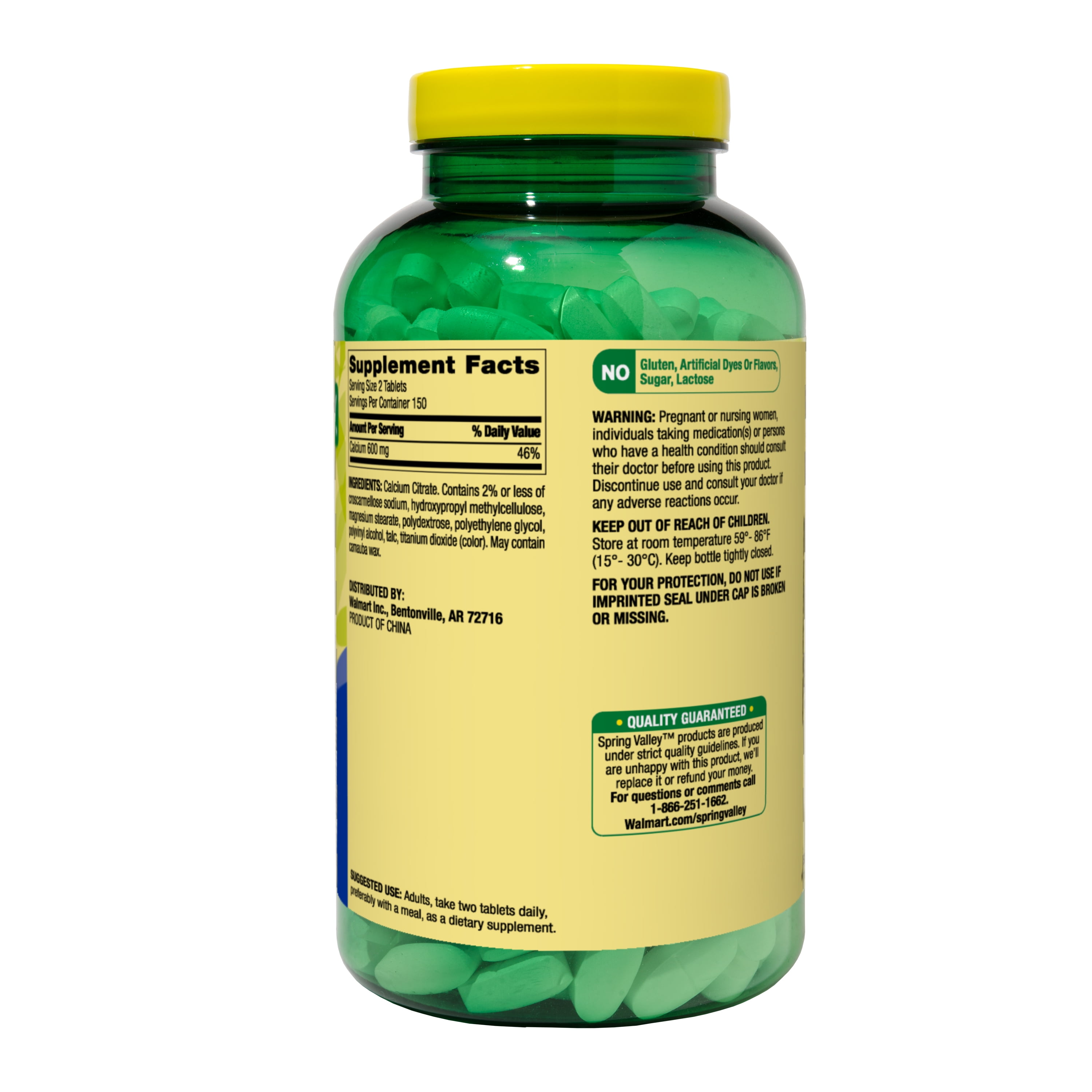 Spring Valley Calcium Citrate 600 mg, 300 Tablets
