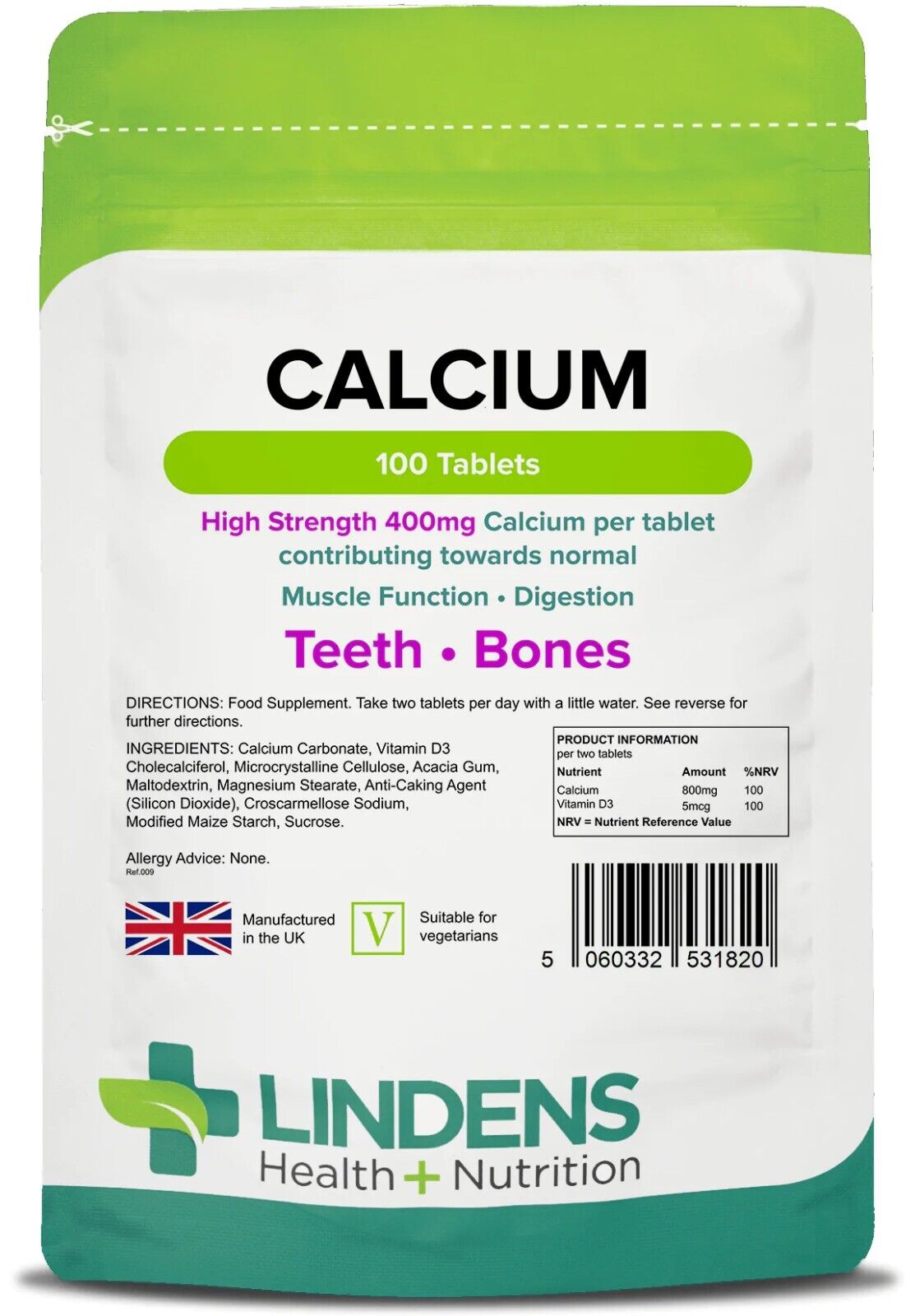 High Strength Calcium 400mg Tablets for Bones