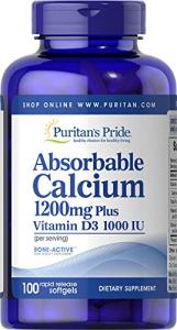 Puritan's Pride Calcium & Vitamin D Softgels, 100 Count