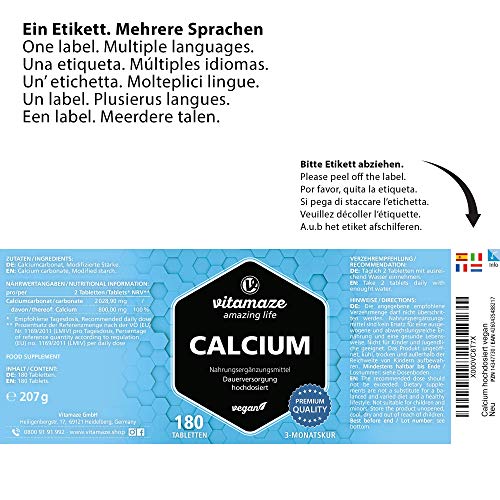 High-Dose Vegan Calcium Tablets, 180 Count