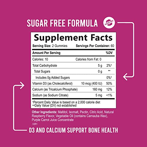 Sugar Free Calcium Gummies with Vitamin D3 - 120 Chews