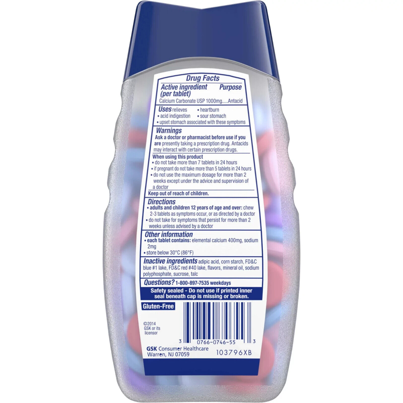 Tums Ultra Strength Berry Antacid Chewables, 160 Count