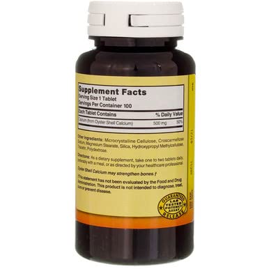 Oyster Shell Calcium 500 mg - 100 Tablets
