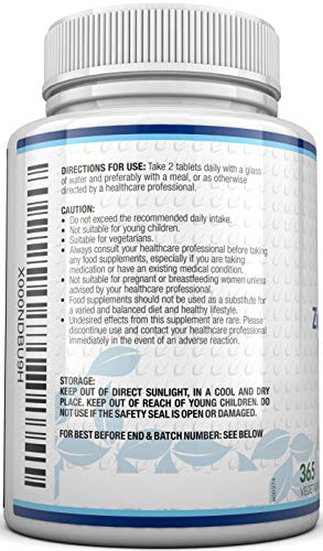 Zinc, Calcium, Magnesium & Vitamin D Complex 365 Tablets