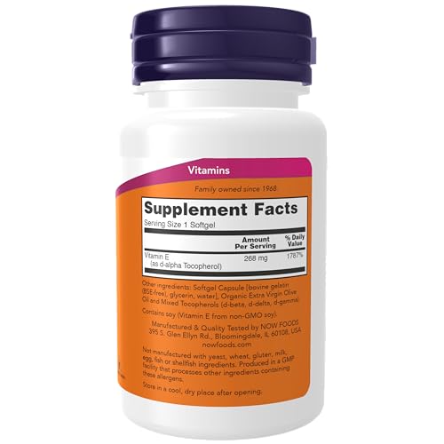 NOW Supplements Vitamin E 400 IU Antioxidant, 50 Softgels